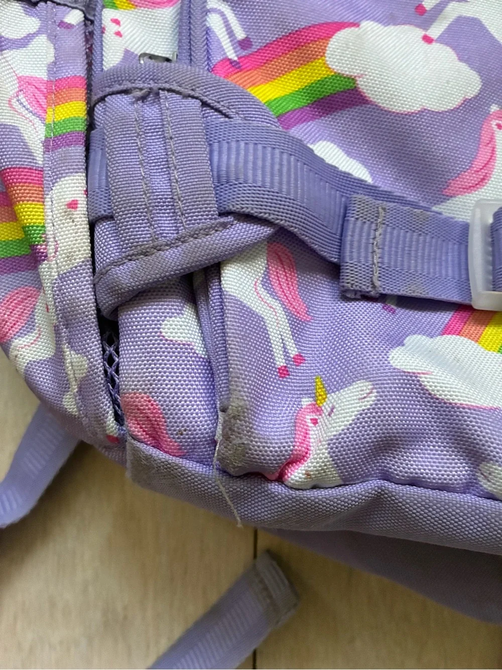 Pottery Barn Purple Unicorn Kids Backpack with Rainbows - GUC